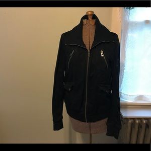 Fall Black bomber light jacket style with zipper. EUC.